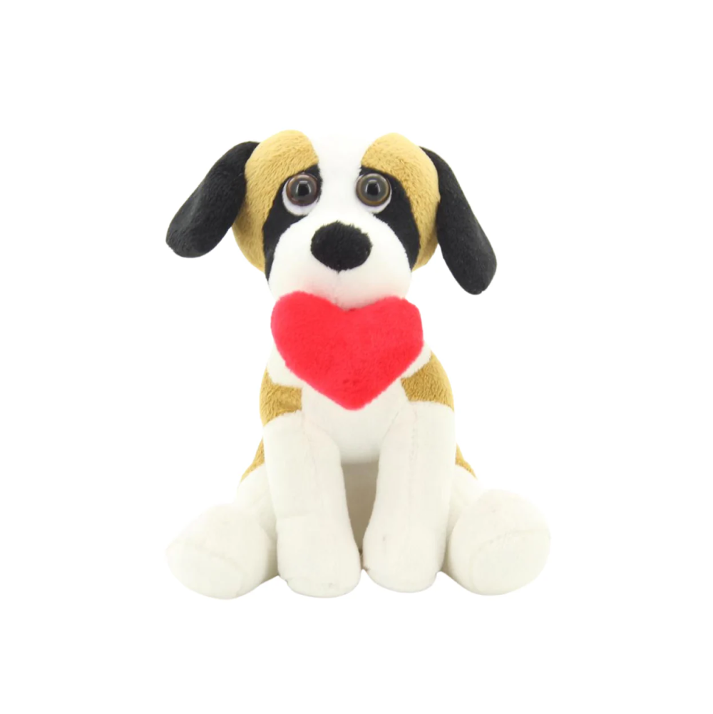 10" Sitting Pawpal Beagle Dogs with Red Heart, Featuring Soft and an Adorable Heart Design by Plushland.