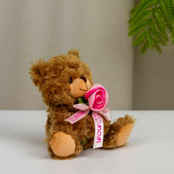 Teddy Bear Holding Love Rose Gift for MOM 6"