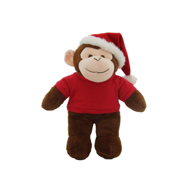 12" Standing Stuffed Monkey with Red Shirt, Featuring Soft Fur and an Adorable Design by Plushland.