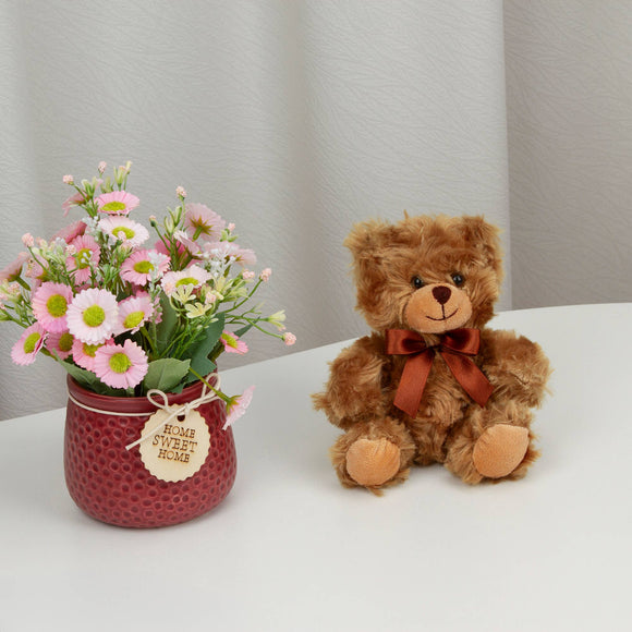 Mocha Sitting Ribbon Teddy Bear 6"