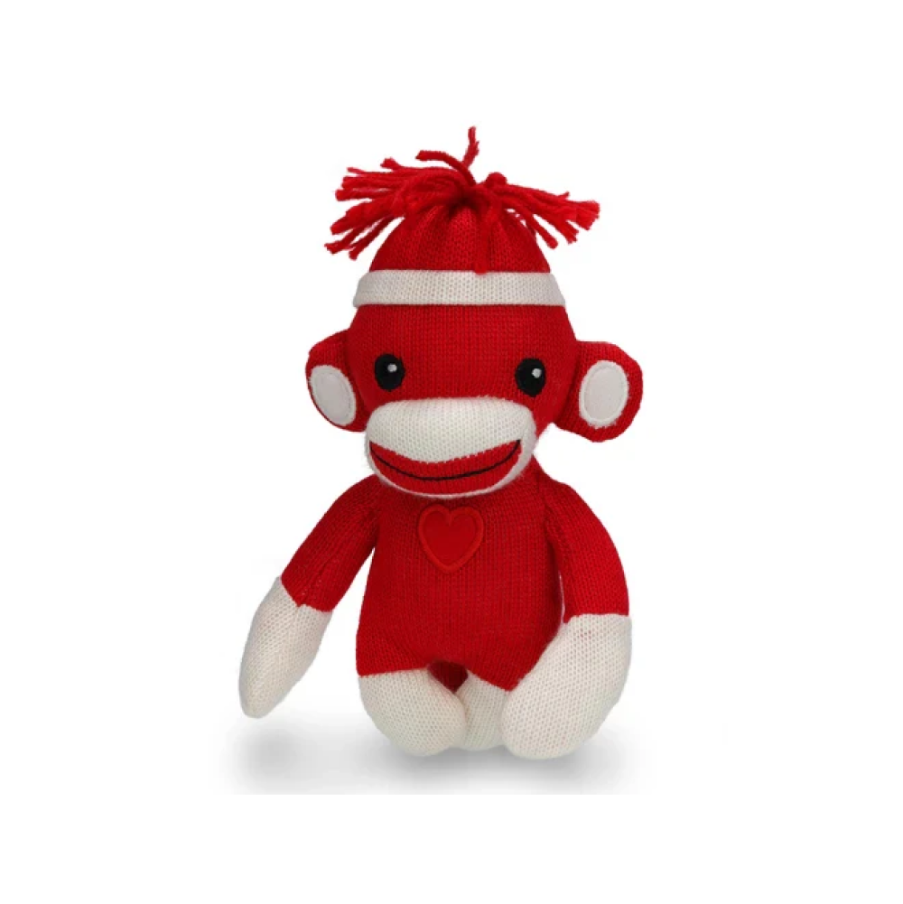 6" Standing Love Sockiez Assorted, Featuring Soft Fabric, Adorable Designs, and Red Color by Plushland. 