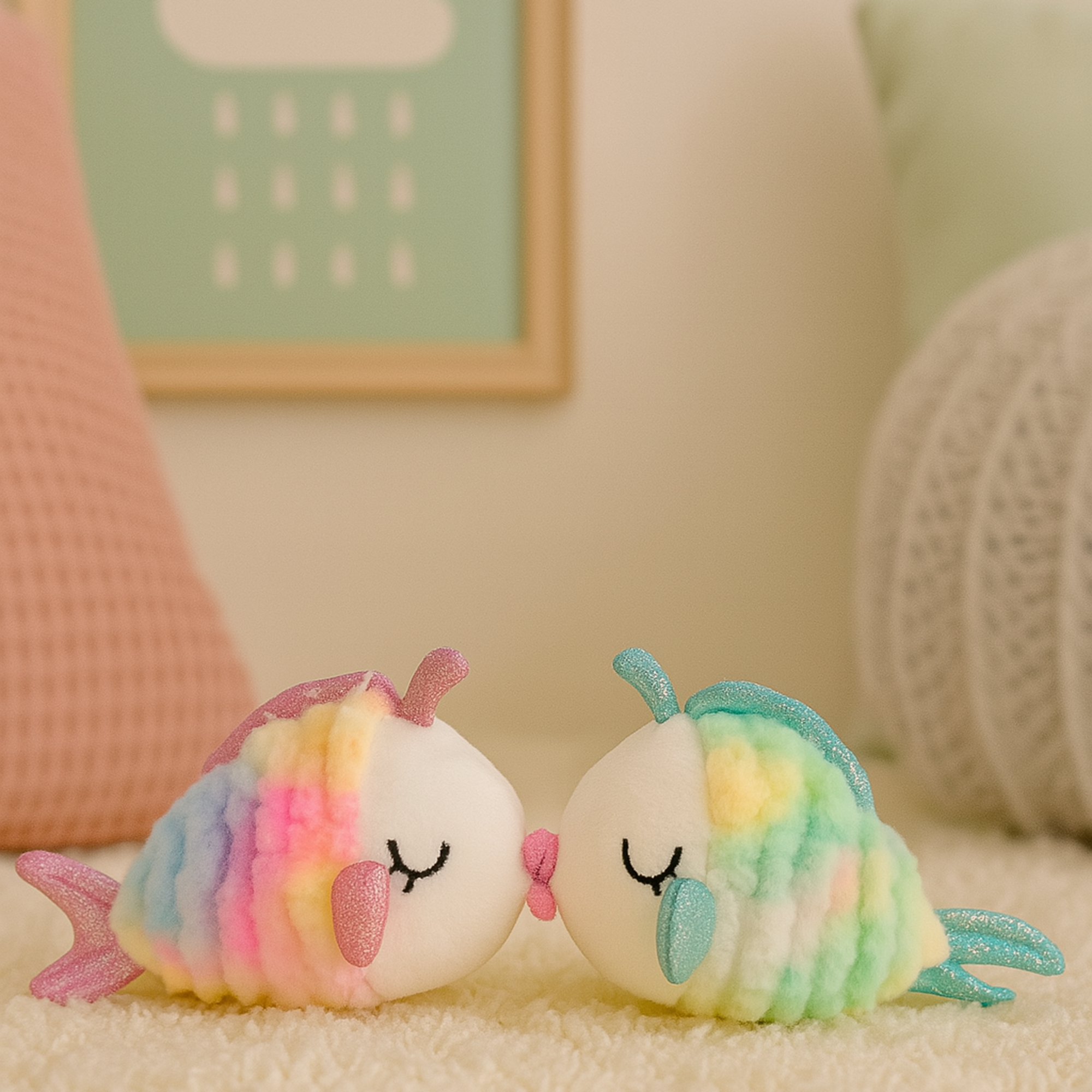 Magnetic Kissing Fish Pair-Daisy & Bubbles 4''