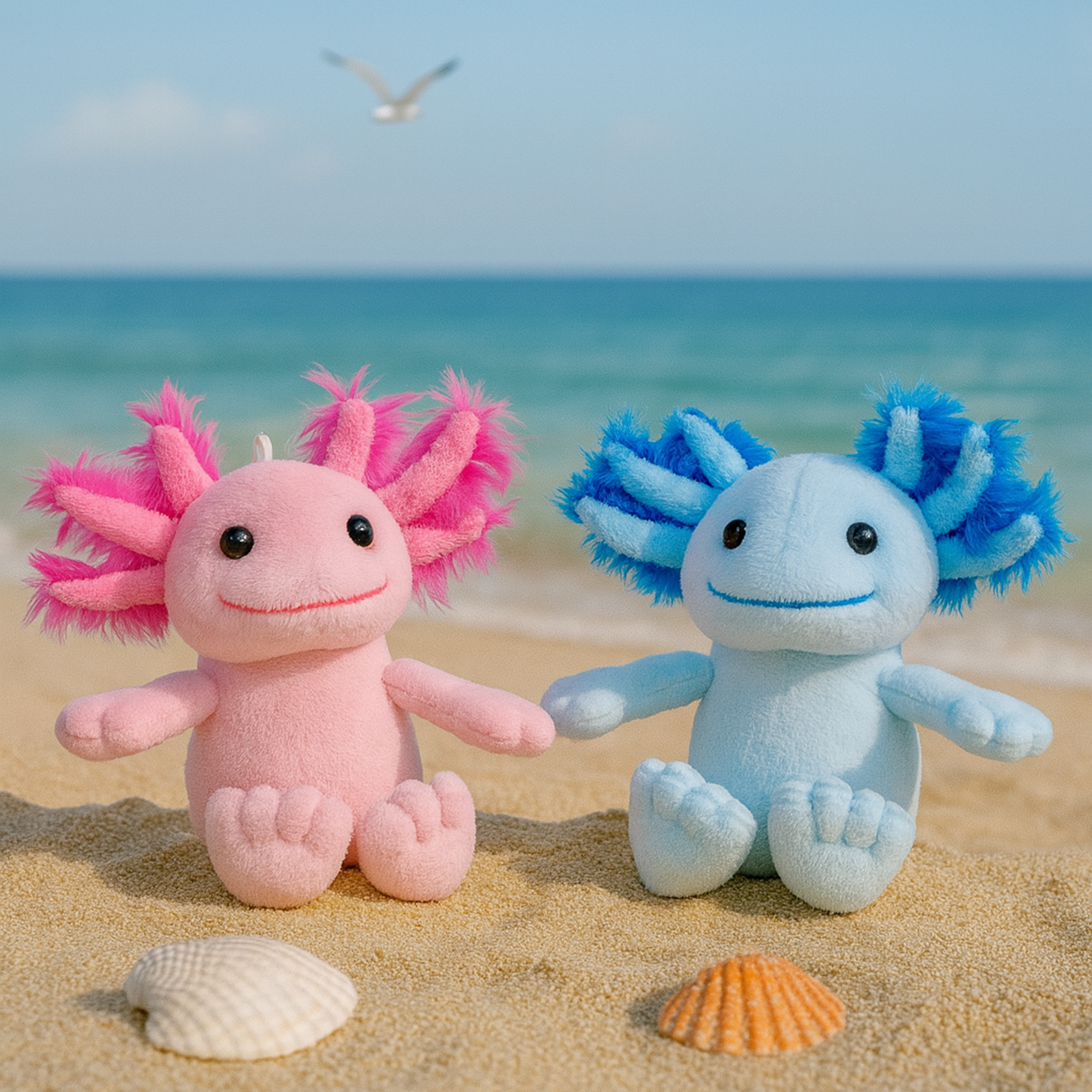 Magnetic Axolotl Pair - Coral & Aqua 4''