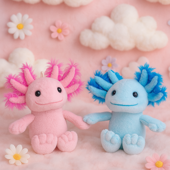 Magnetic Axolotl Pair - Coral & Aqua 4''