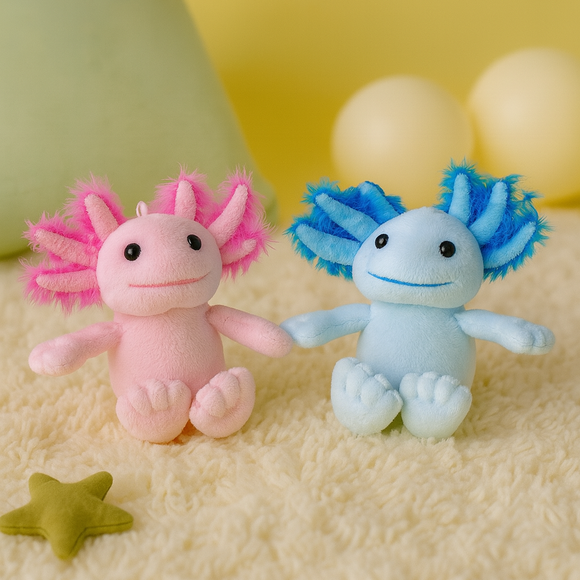 Magnetic Axolotl Pair - Coral & Aqua 4''