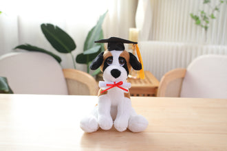 Plushland Cuddly Dog Toy, Graduation Cap and Diploma Stuffed Animal Plush Toys, for Graduation Day 8 Inch