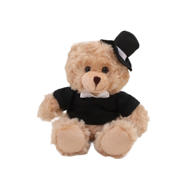 6" Stuffed Plush Bride Groom Bear Personalized Text on Shirt for Wedding