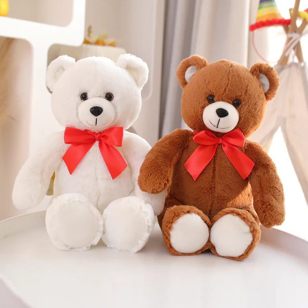 White & Brown Fluffy Teddy 15"