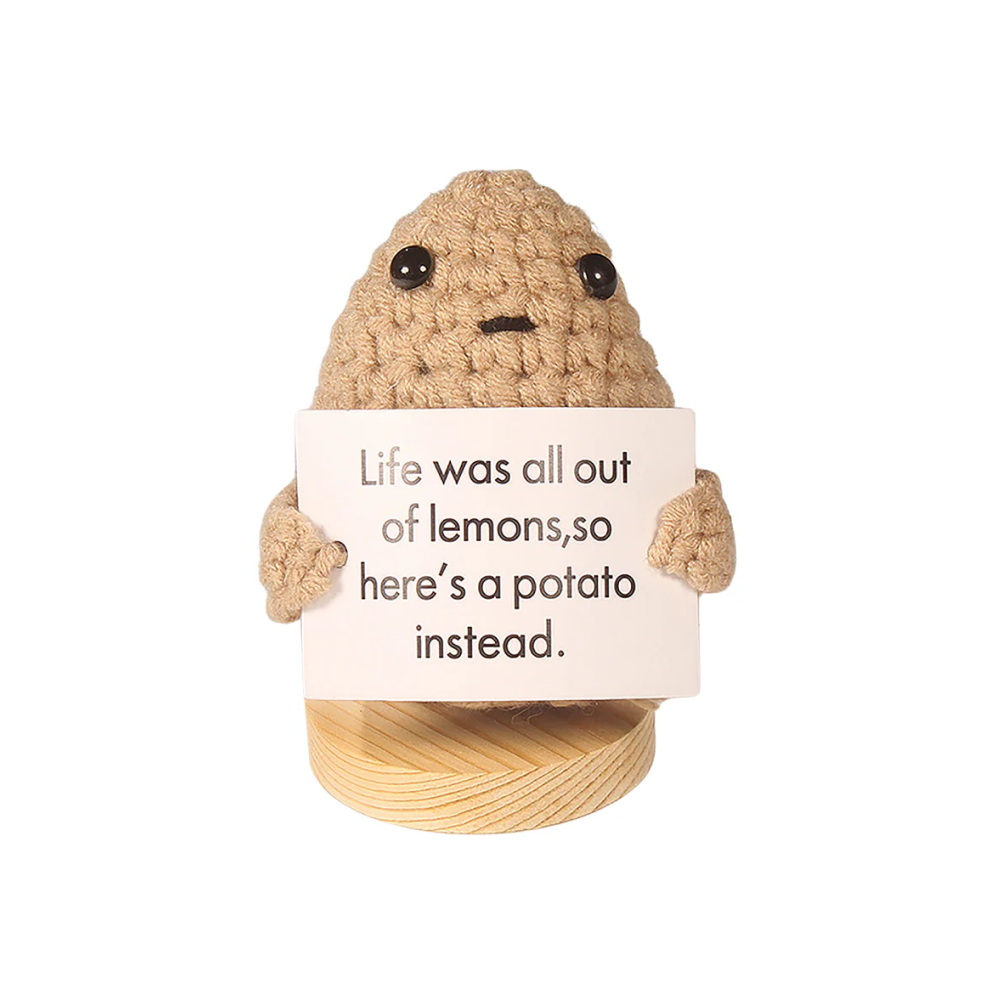 3" Crochet Potato Dolls Adorned with Positive Affirmation Cards, Featuring Cute and Thoughtful Designs by Plushland.