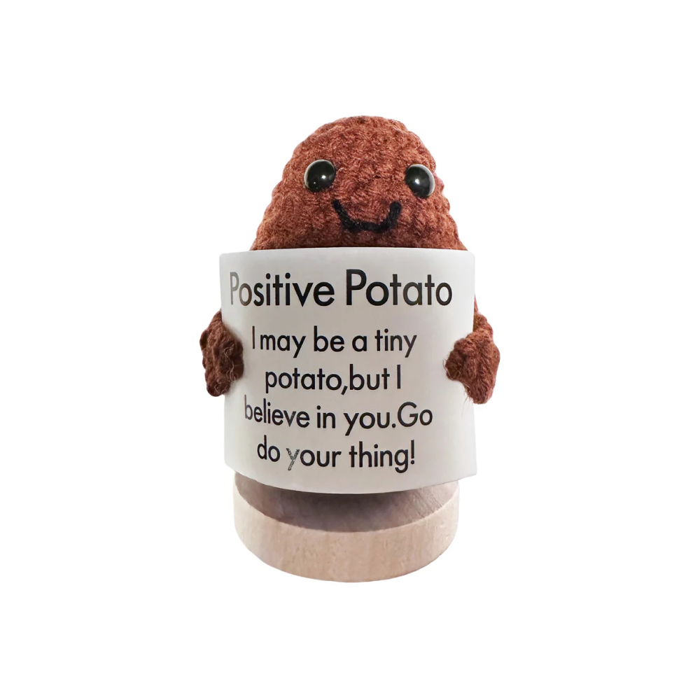 3" Crochet Potato Dolls Adorned with Positive Affirmation Cards, Featuring Cute and Thoughtful Designs by Plushland.