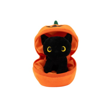 Pumpkin Zip Up Black Cat 6"