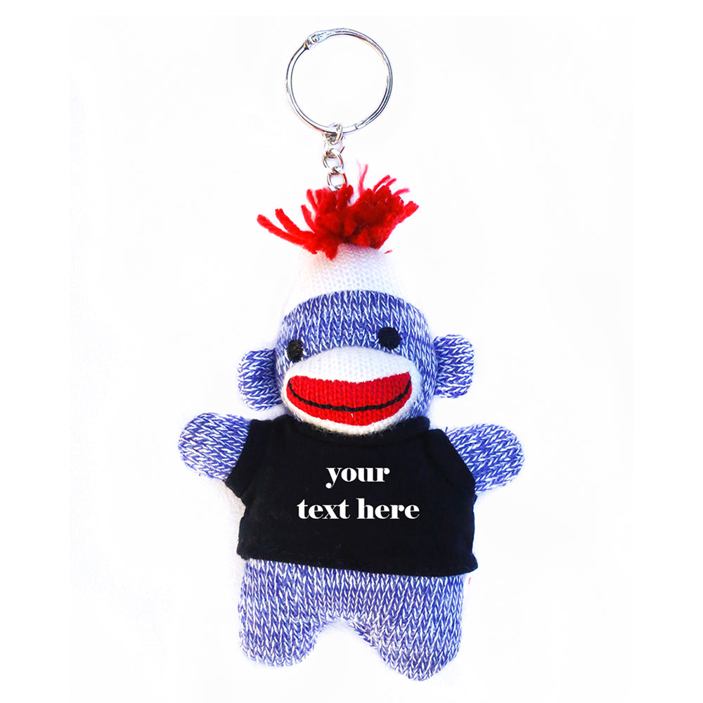 Green Sock Monkey Keychain with Tee 4"