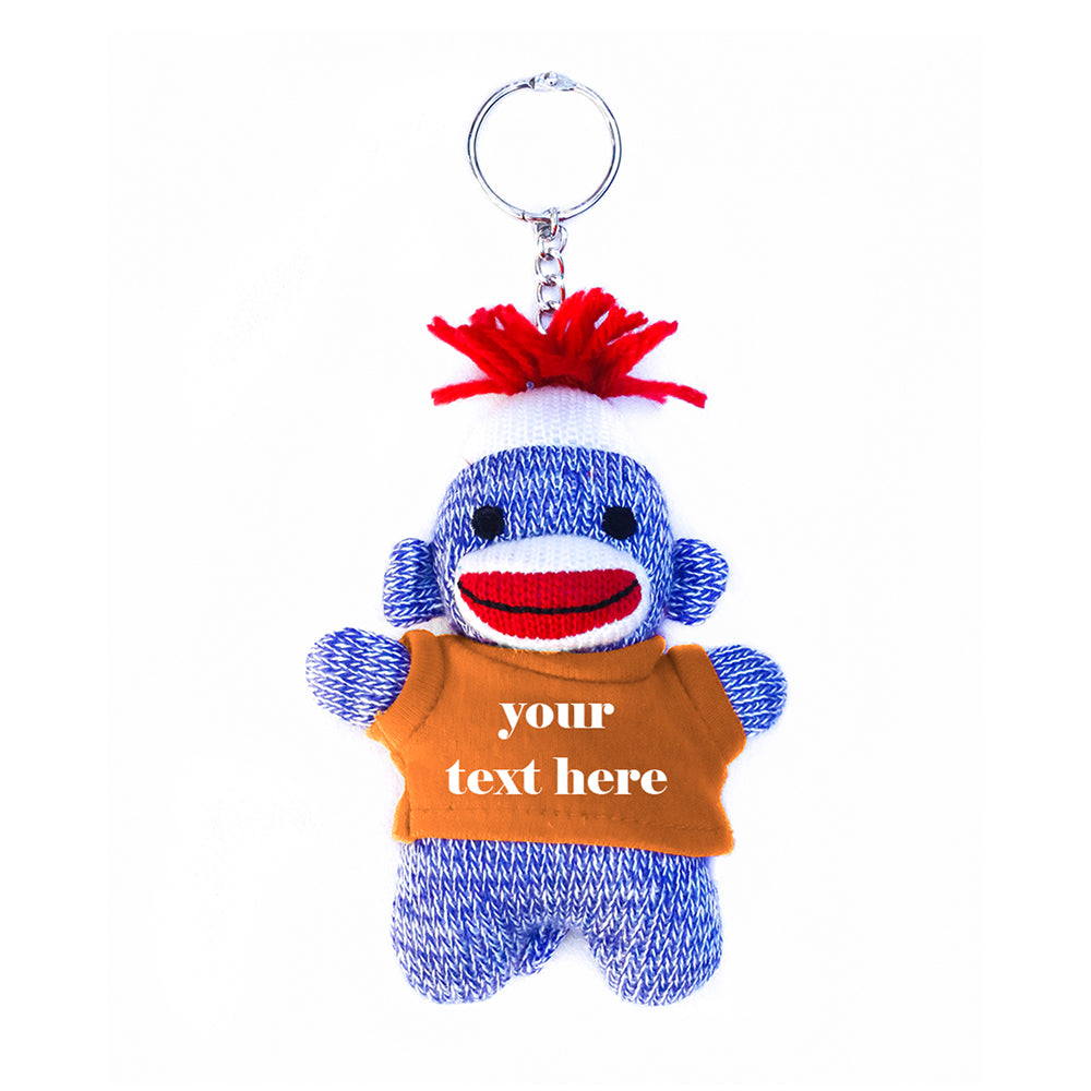 Green Sock Monkey Keychain with Tee 4"