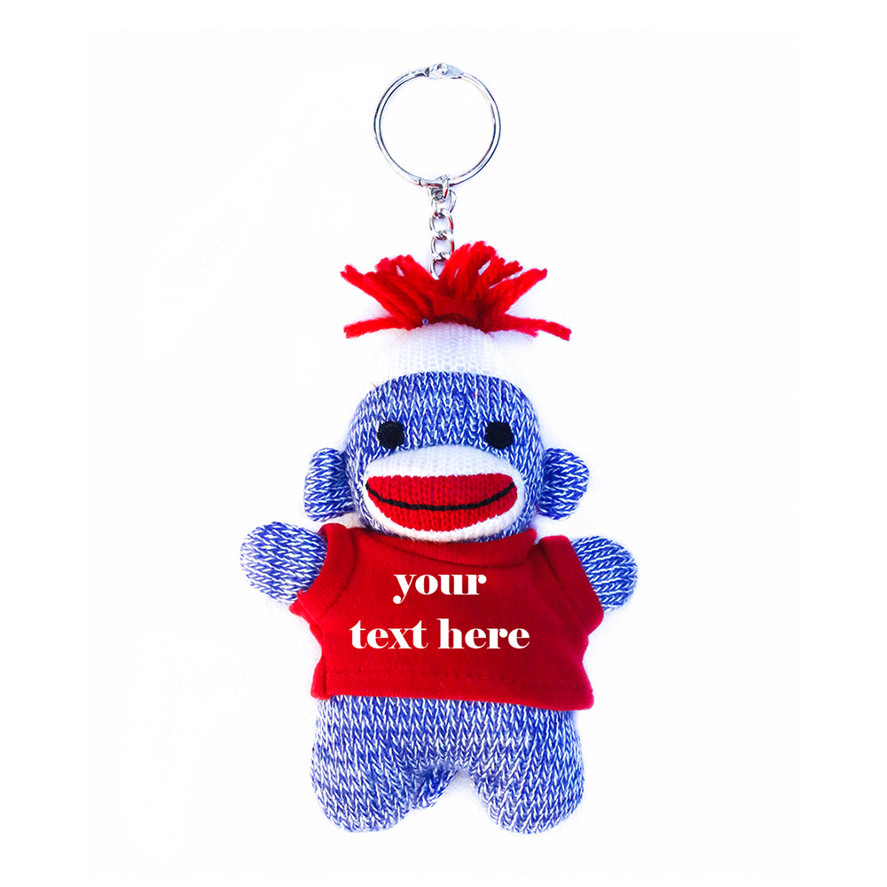 Green Sock Monkey Keychain with Tee 4"