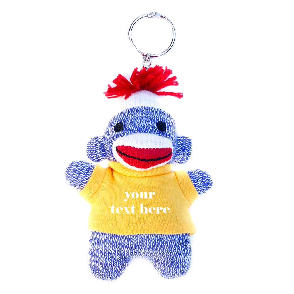 Green Sock Monkey Keychain with Tee 4"