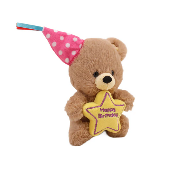 Birthday Star Bear with Hat 8"