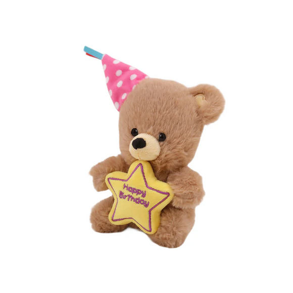 Birthday Star Bear with Hat 8"