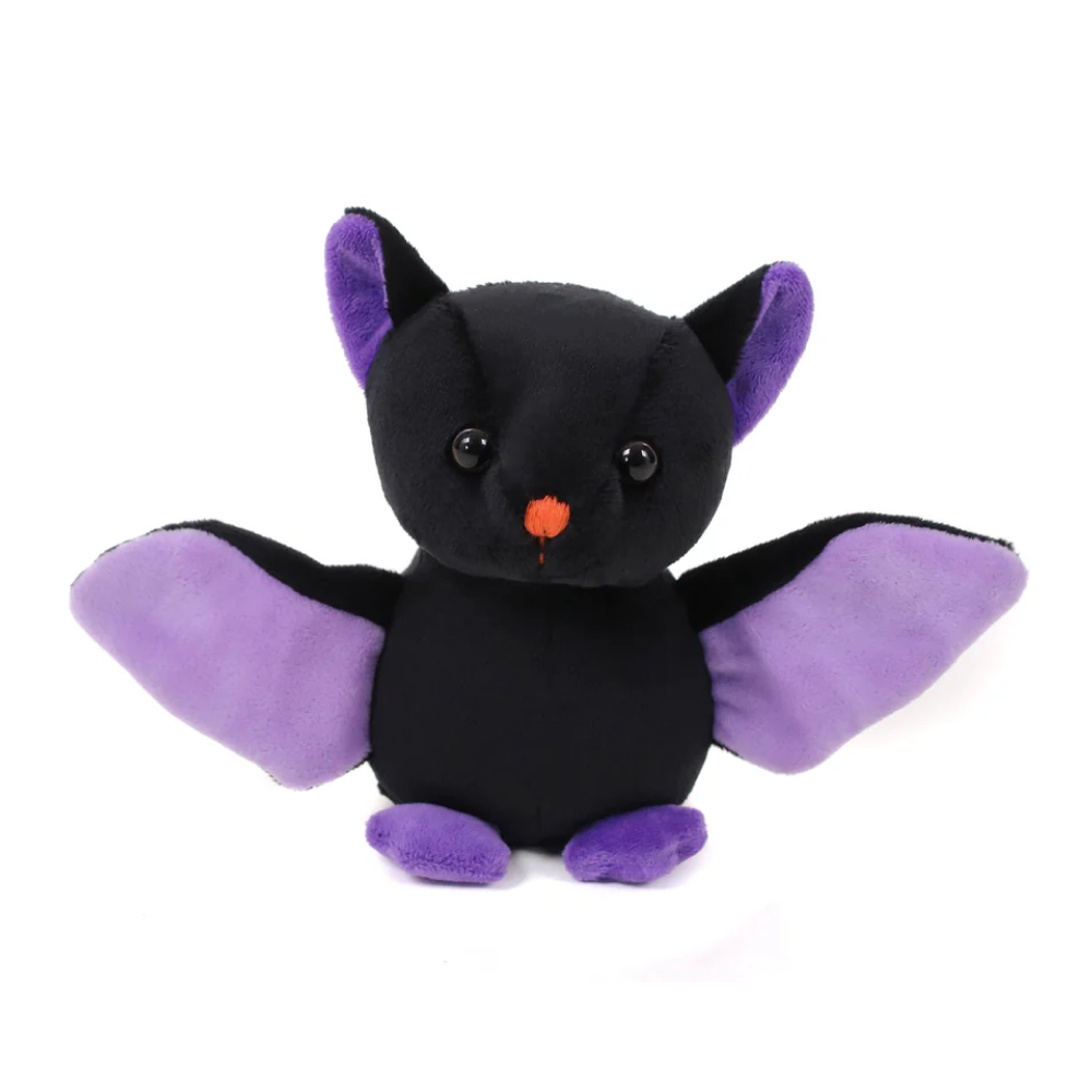 6" Sitting Black Halloween bat plush toy with outstretched wings by Plushland