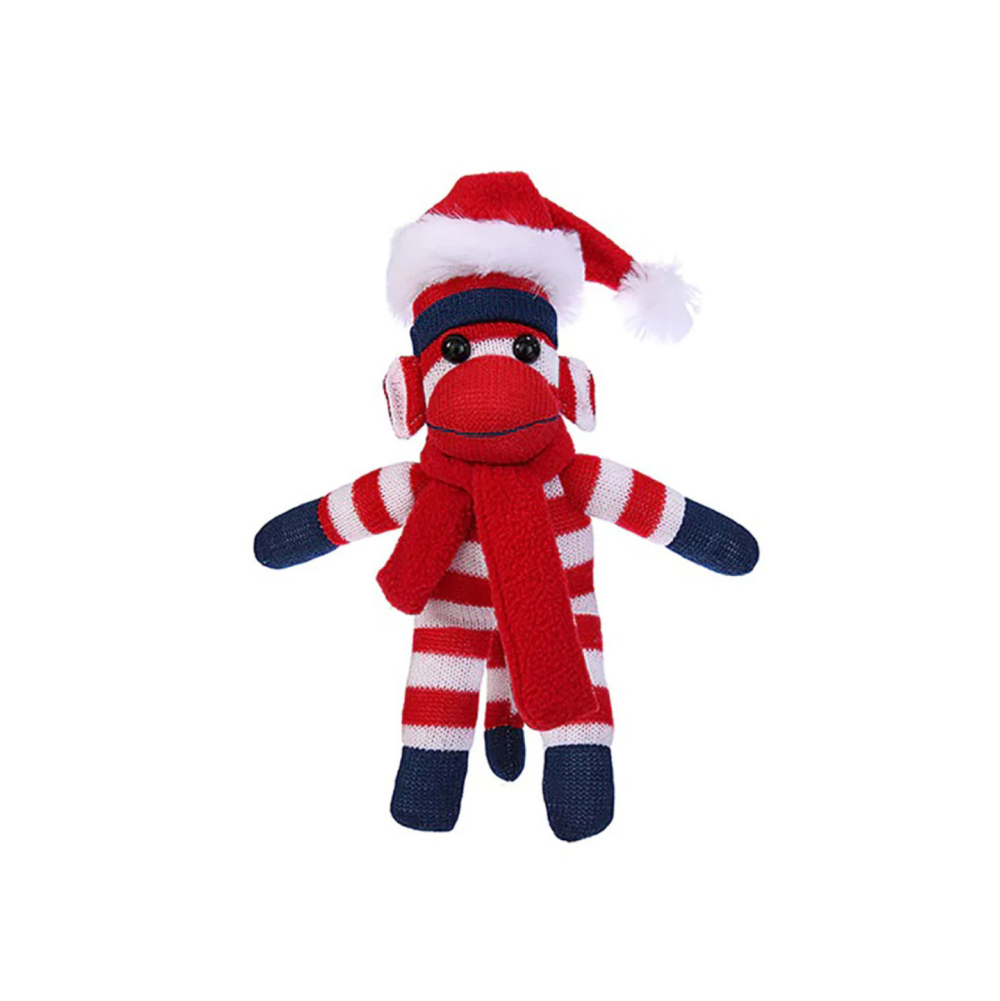 8" Cute Custom Sock Monkey Patriot, Ready for Personalization with Unique Features by Plushland.