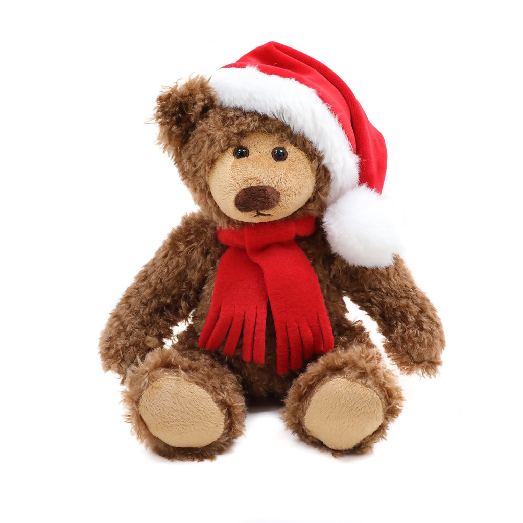 Plushland Adorable Soft Frankie Teddy Bear, Stuffed Animal Holiday Toys with Hat and Scarf Christmas Accessories – A Perfect Toy Gift for Kids 10 Inches