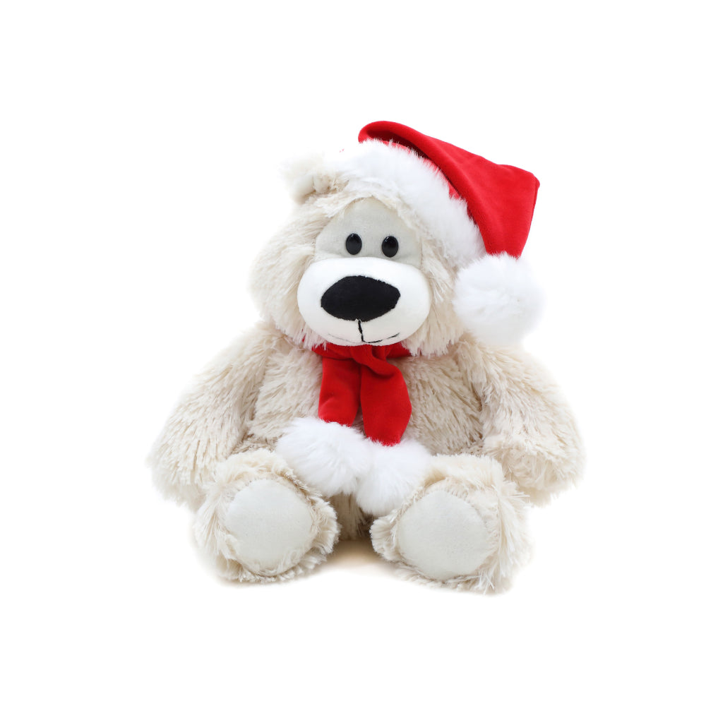 12" Sitting Xmas Sophie Bear Plush Toy, Featuring a Festive Holiday Design With Soft Fabric by Plushland.