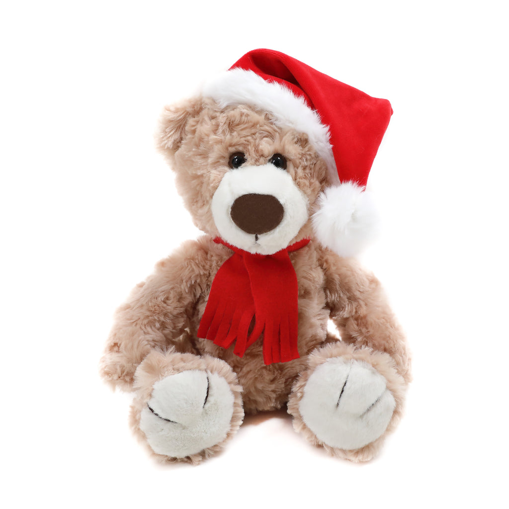 Plushland Christmas Logan Teddy Bear Stuffed Animal - Adorable Xmas Plush Toy with Hat and Scarf - Soft and Cuddly Winter Companion for Kids and Seniors - 12 inch