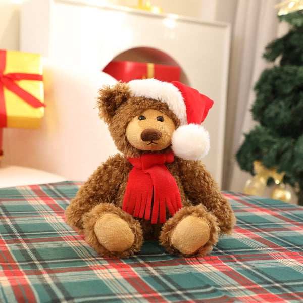 10" Sitting Bed Xmas Frankie Bear, Featuring a Festive Holiday Design by Plushland.