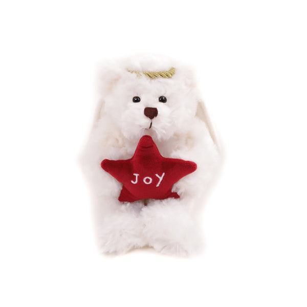 6" Sitting Star Angel Bears Cream Plush Toy, Angel Wings And A Star by Plushland.