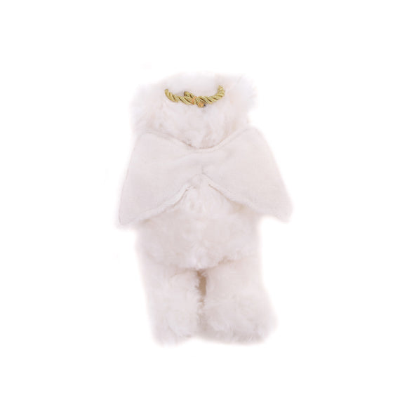 6" Star Angel Bears Beige Plush Toy Standing Back Side, Angel Wings And A Star by Plushland.