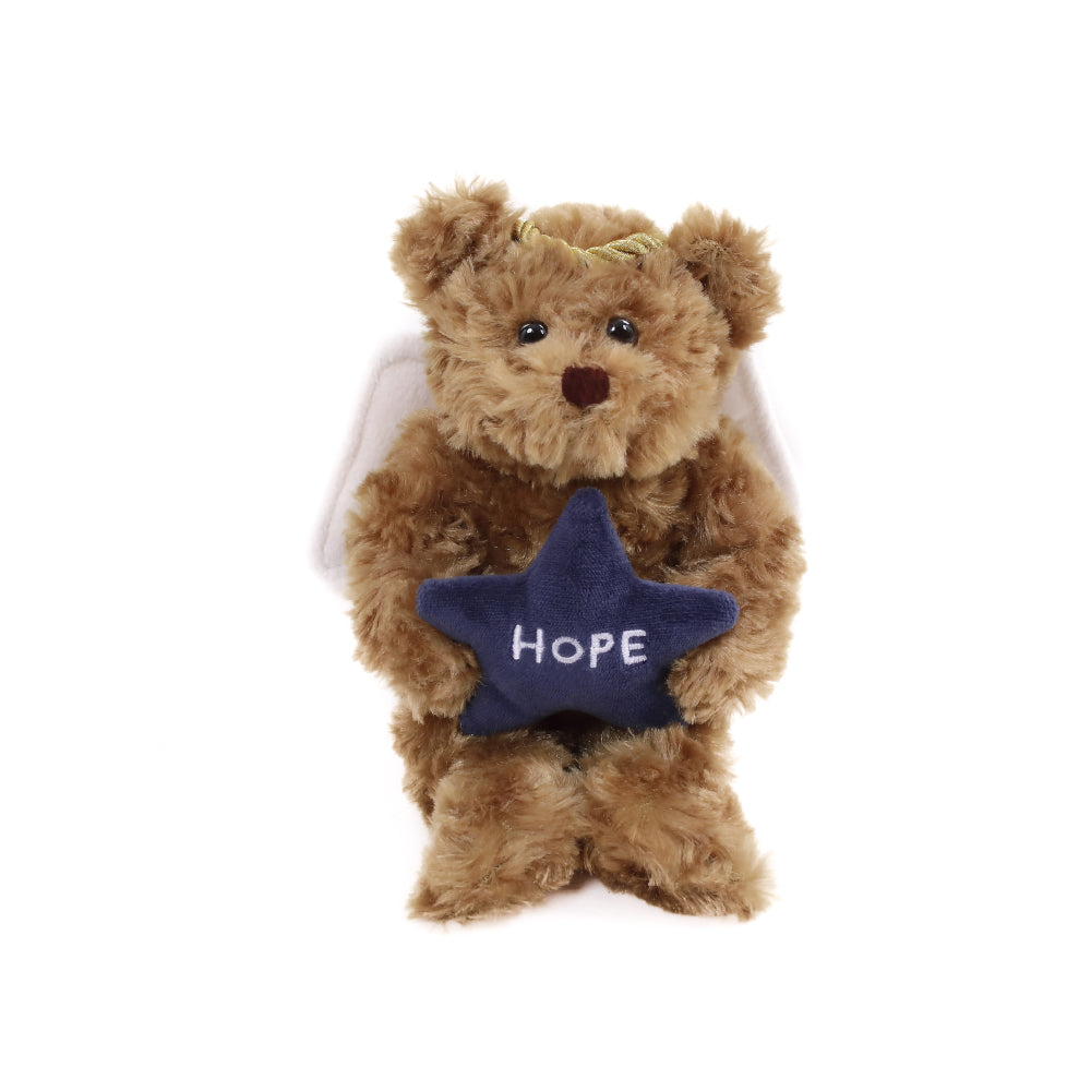 6" Sitting Star Angel Bears Mocha Plush Toy, Angel Wings And A Star by Plushland.