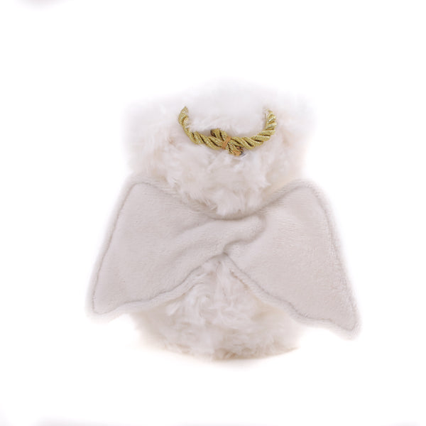 6" Sitting Back Side Beige Star Angel Bear, Featuring Soft Fur and a Heavenly Design by Plushland.