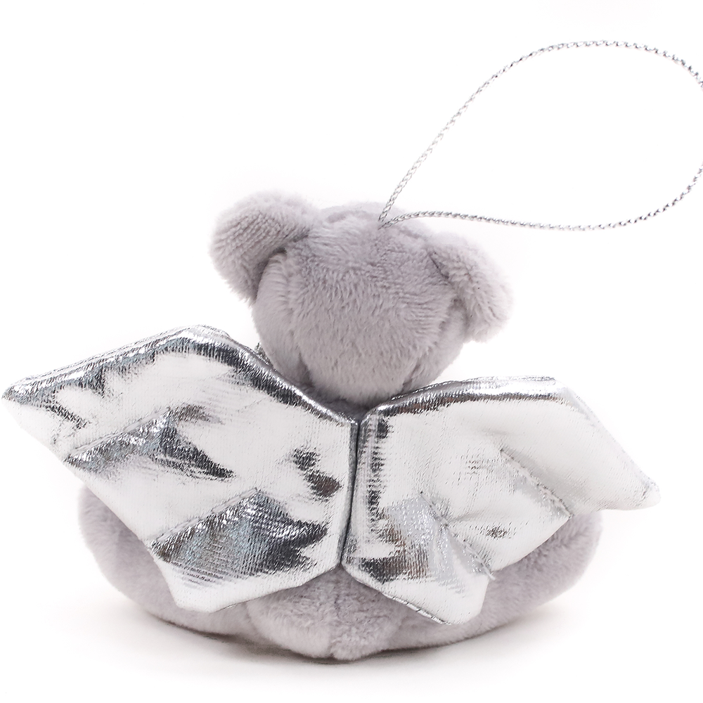 Silver Angel Bear Ornament Keychain 4"