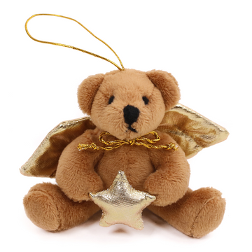 Golden Angel Bear Ornament 4"