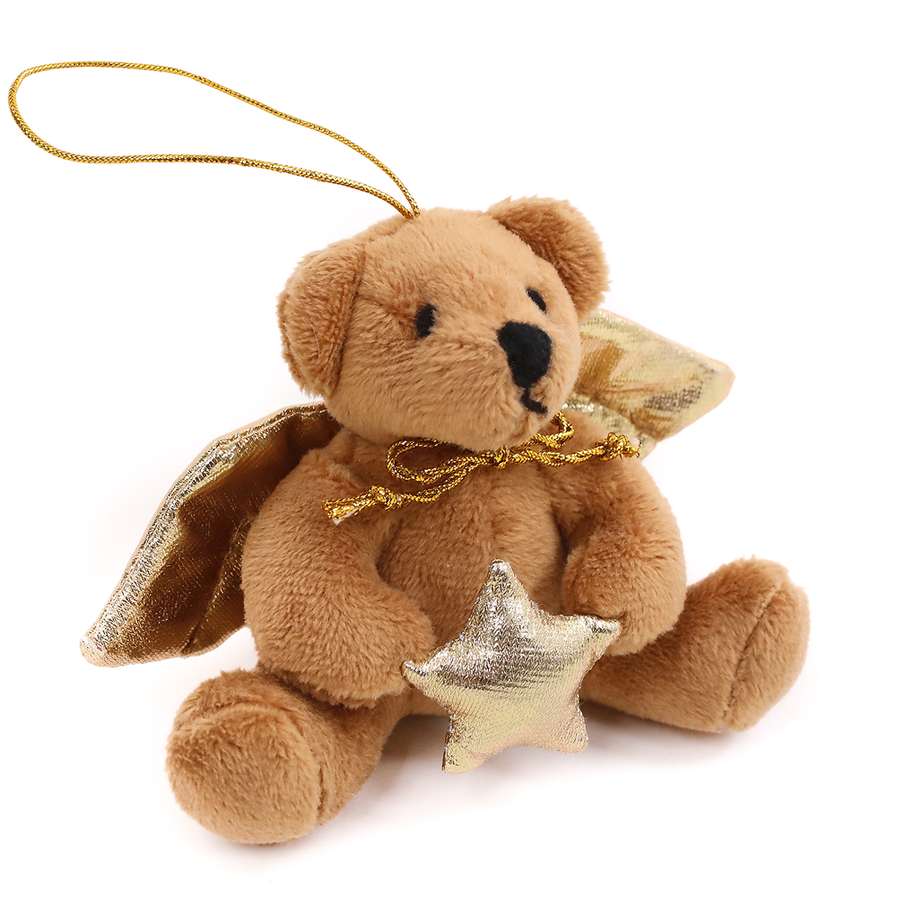 Golden Angel Bear Ornament 4"
