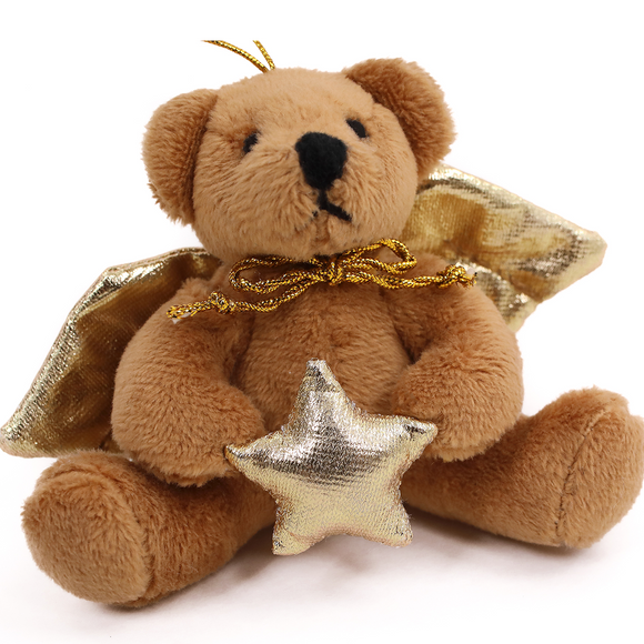 Golden Angel Bear Ornament 4"