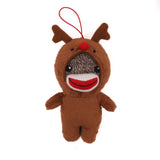 Plushland Stuffed Animal Toys Cute Soft Sockiez Sock Monkey Christmas Tree Decoration- Lovely Gift Xmas Ornament Party Favor 4 Inch