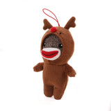 Plushland Stuffed Animal Toys Cute Soft Sockiez Sock Monkey Christmas Tree Decoration- Lovely Gift Xmas Ornament Party Favor 4 Inch