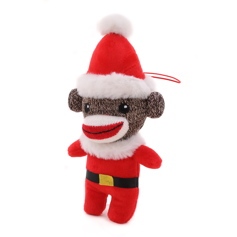 Santa Sock Monkey Ornament 4"