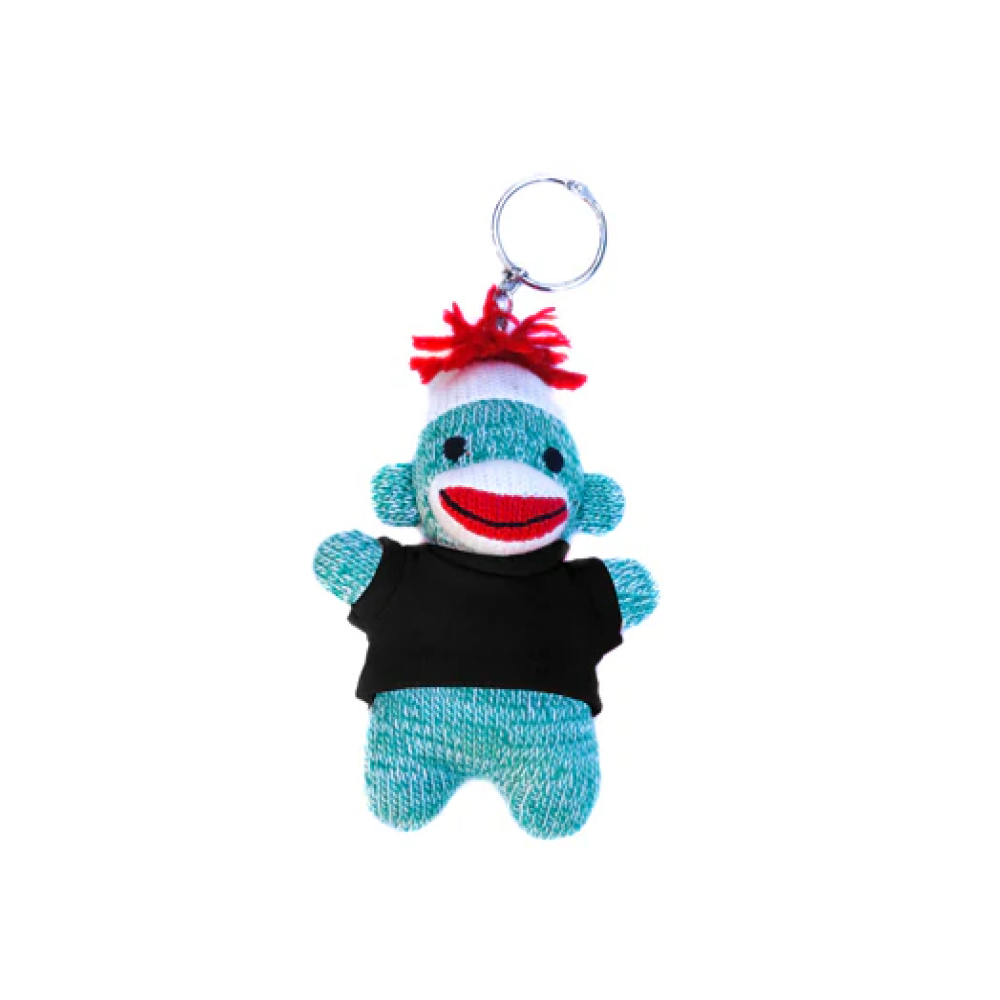 Green Sock Monkey Keychain 4 Inch