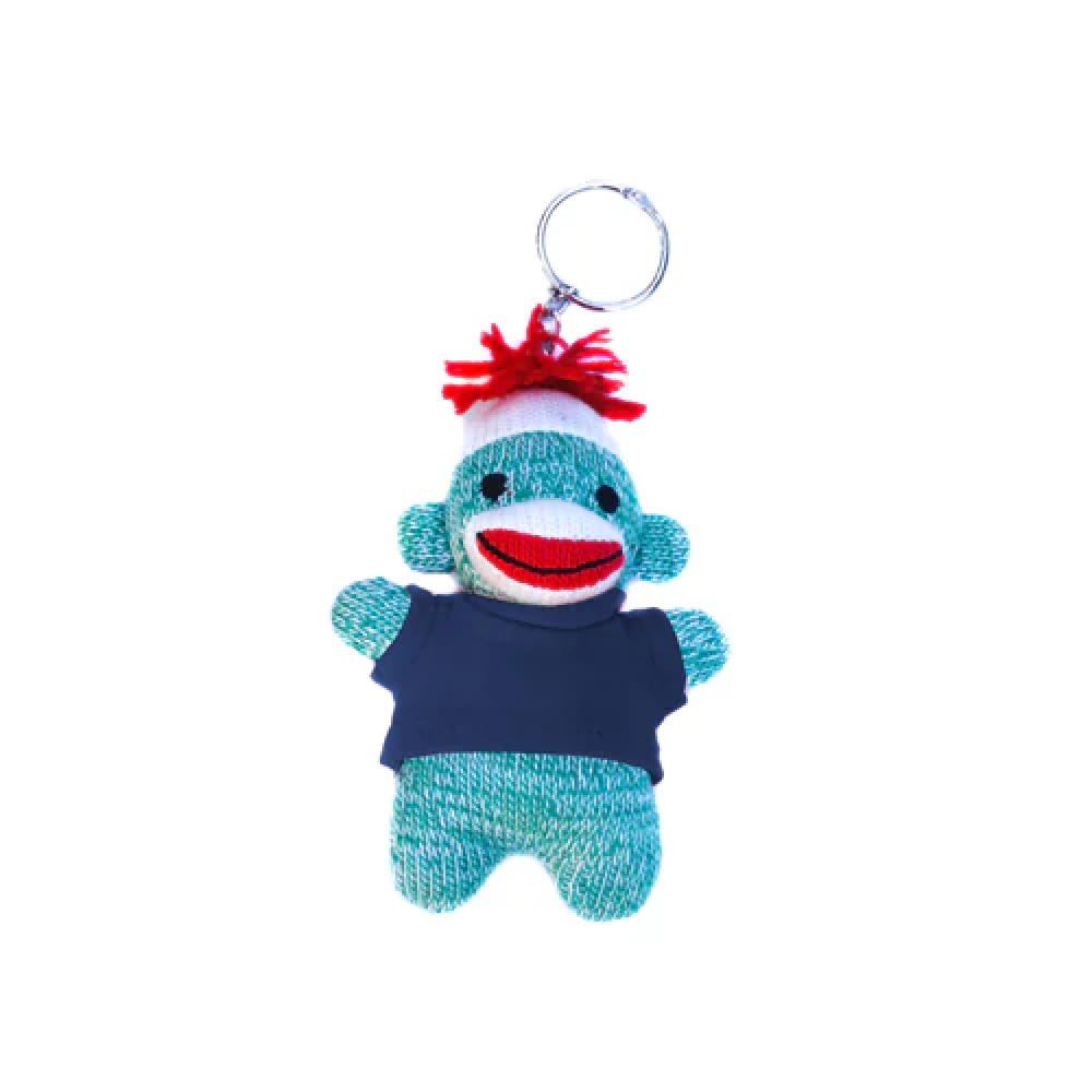 Green Sock Monkey Keychain 4 Inch