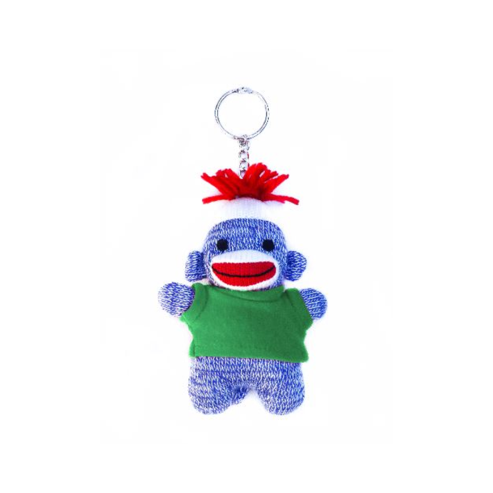 Blue Sock Monkey Keychain 4"