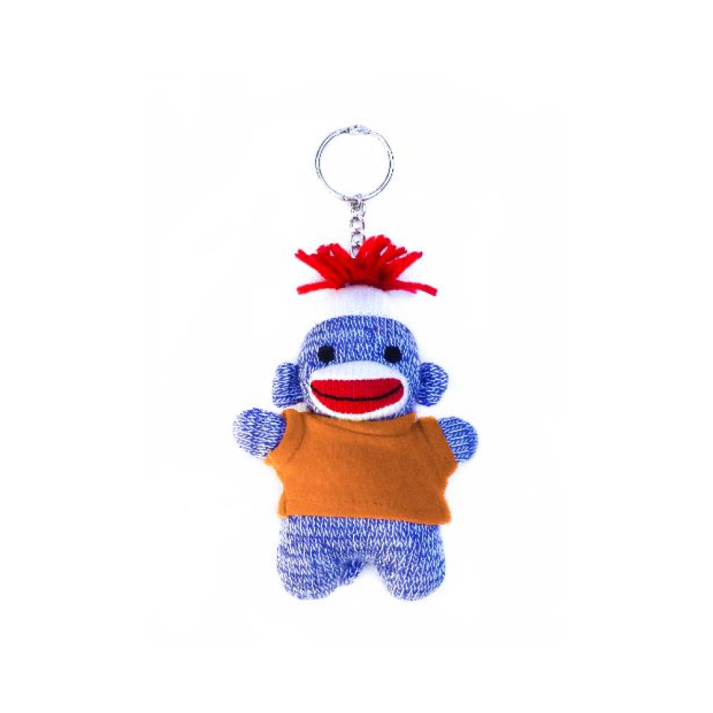 Blue Sock Monkey Keychain 4"