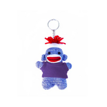 Blue Sock Monkey Keychain 4 Inch