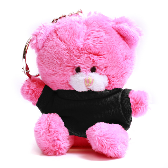 Pink Qbeba Bear Keychain with Tee 4"