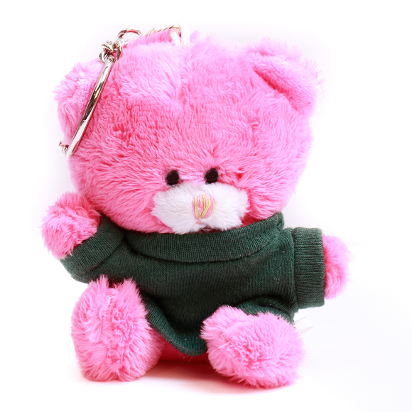 Pink Qbeba Bear Keychain with Tee 4"