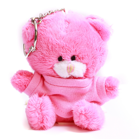 Pink Qbeba Bear Keychain with Tee 4"