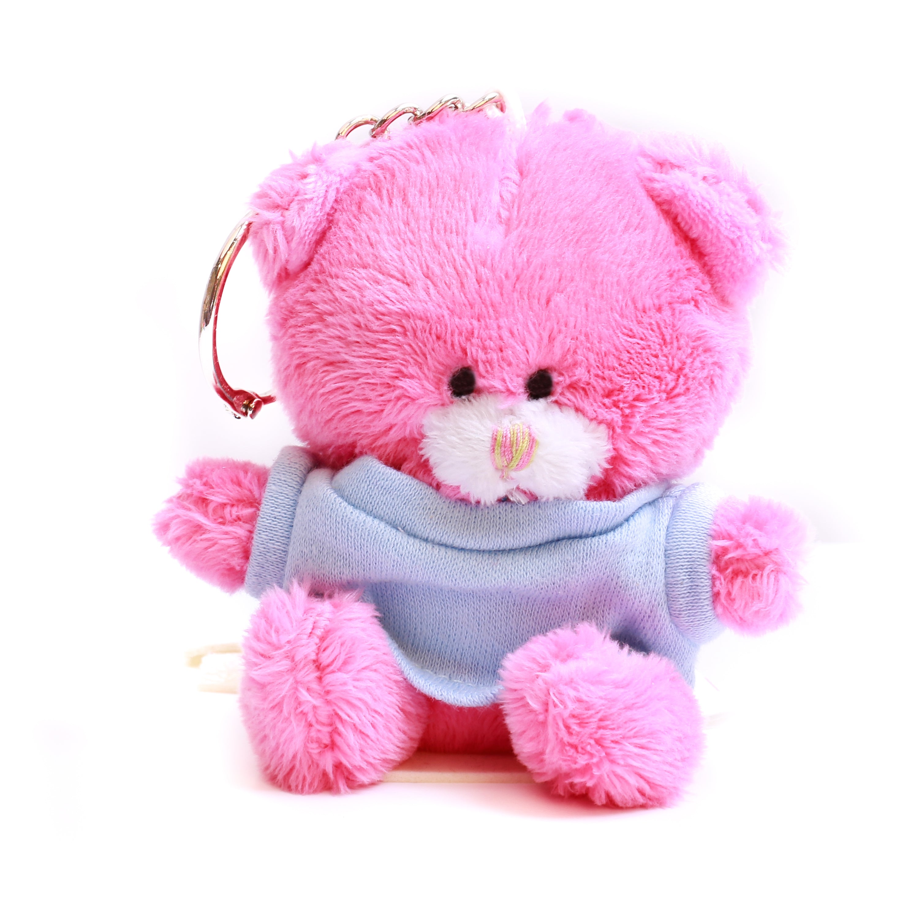 Qbeba Bear Keychain Pink with Tee 4"