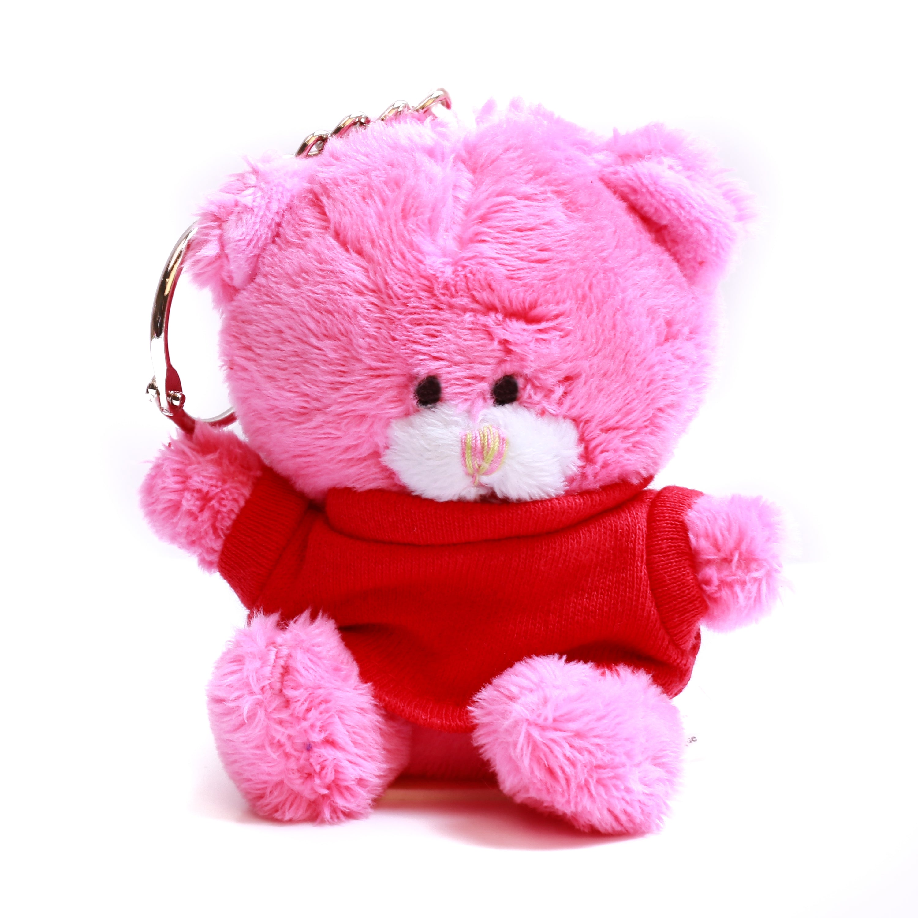 Qbeba Bear Keychain Pink with Tee 4"