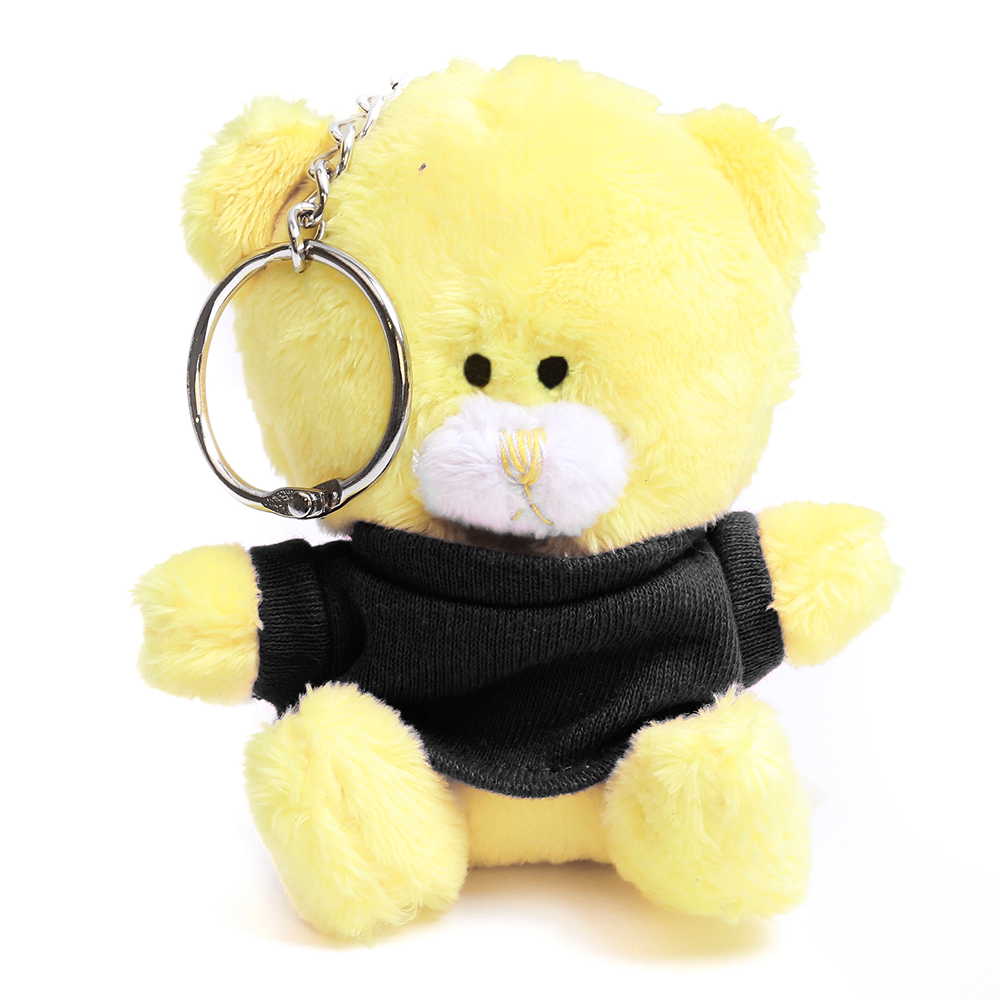 Yellow Qbeba Bear Keychain with Tee 4"