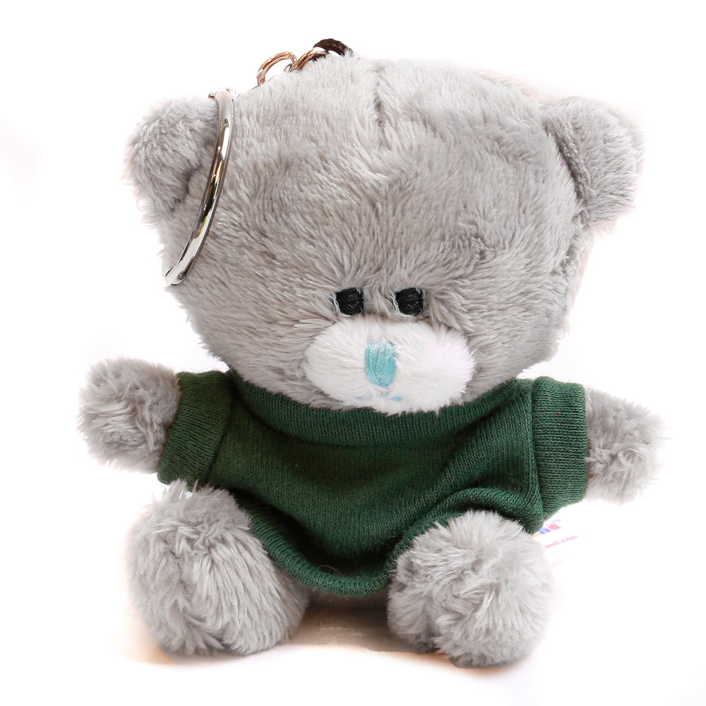 Grey Qbeba Bear keychain with Tee 4"